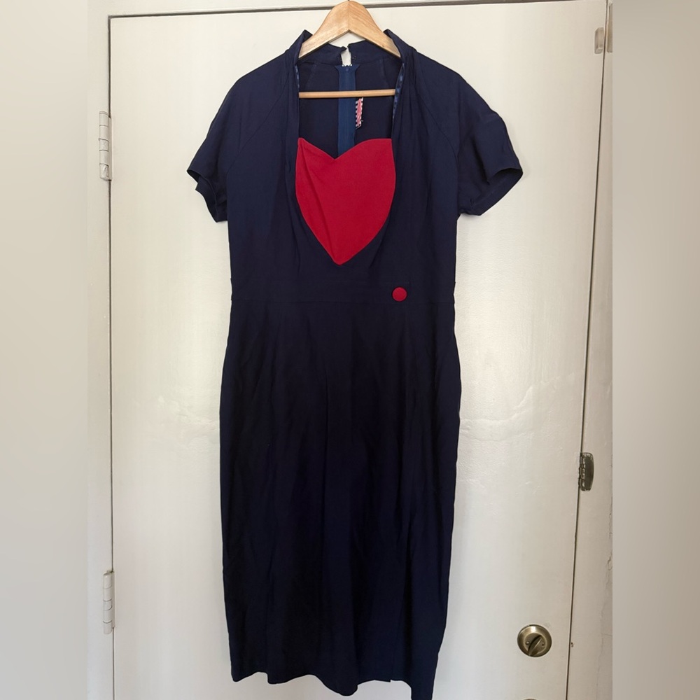Pinup Couture Heart Dress Gently Worn for shoots navy